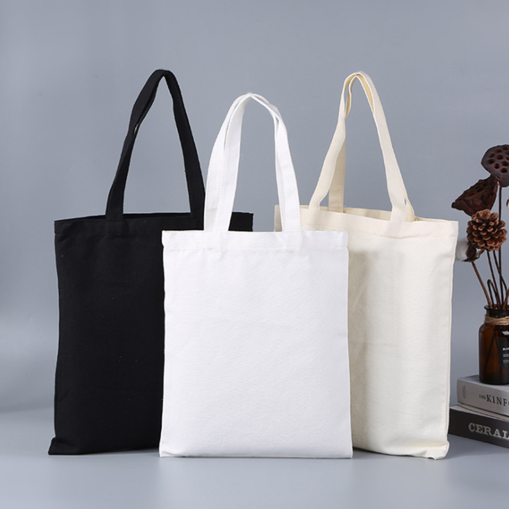 White Black Blank Natural Canvas Fabric Shopping Tote Bag for Market