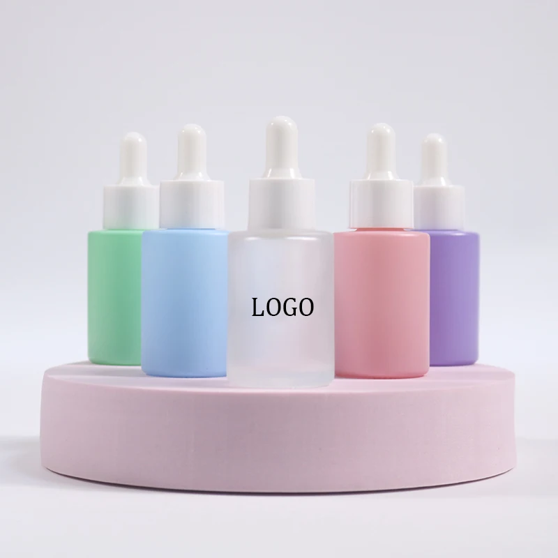 Frosted dropper bottle essential oil glass flat shoulder serum bottle
