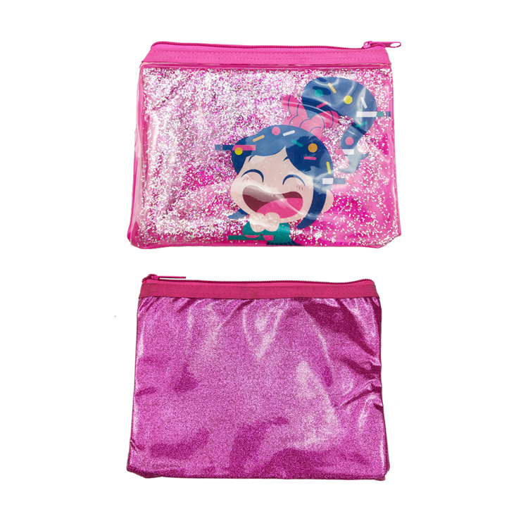 Liquid PVC pen bag lovely cartoon little girl Crystal Bag