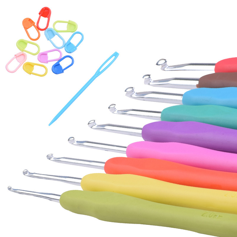 Amazon jual panas Multicolor Aluminium Crochet Hook Set Jarum Rajut