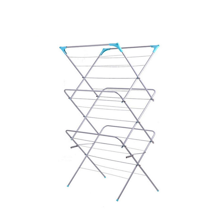 Multilayer Folding Movable Metal Clothing Rack សម្ងួតសម្រាប់សំលៀកបំពាក់
