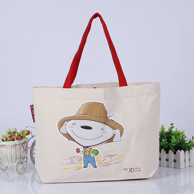 Promotional shopping gift advertisement 12oz cotton canvas tote bag with bottom gusset
