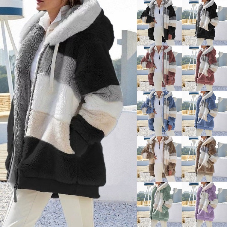 Winter Coats For Women,Long Sleeve Shaggy Jackets With Pockets