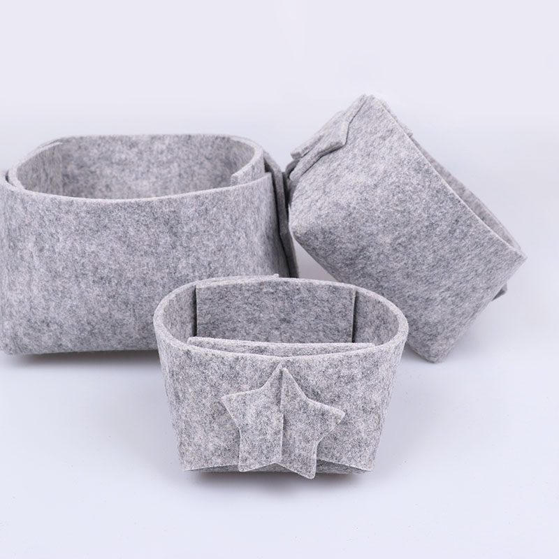 Wholesale Collapsible Desktop Cosmetic Storage Box Felt Small Storage Baskets Cube Storage Bins