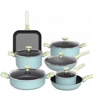 Ṣeto Cookware Pẹlu Ideri Gilasi ibinu