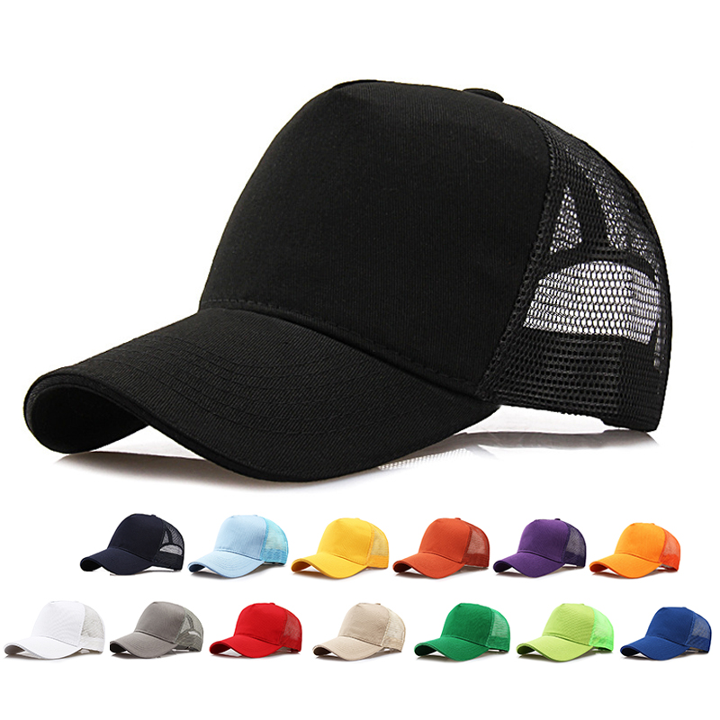 LOW MOQ Wholesale 13 color cheap adjustable trucker hats Mesh Baseball