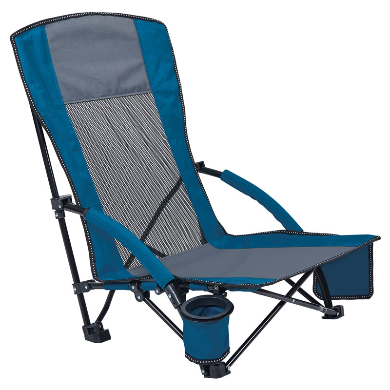 Ubos nga Seat Lightweight Folding Beach Chair nga adunay High Back Mesh Back