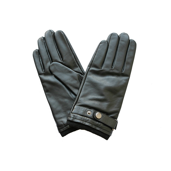 Men lamb/sheep leather cashemere lined gloves with natural black