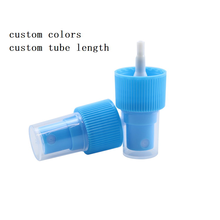 18/410 20/410 24/410 360 Grad Spray Nozzle Fwieħa Atomizer sprejer taċ-ċpar fin tal-plastik b'għatu tat-trab ċar għall-flixkun kosmetiku