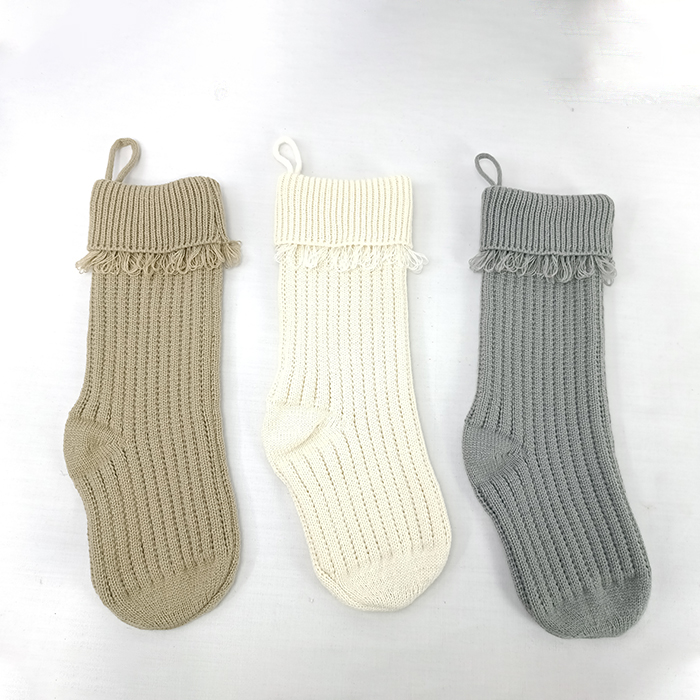 Knit Woolen Christmas Tassels Stocking Gift Bags