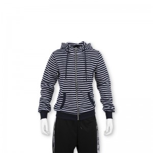 stripe zipper hoody jacket para sa mga babaye