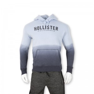 Hoodies pullover kalawan dip-ngalelep jeung logo print pikeun lalaki