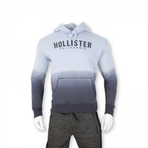 Hoodies pullover pẹlu dip-dye ati sita logo fun awọn ọkunrin