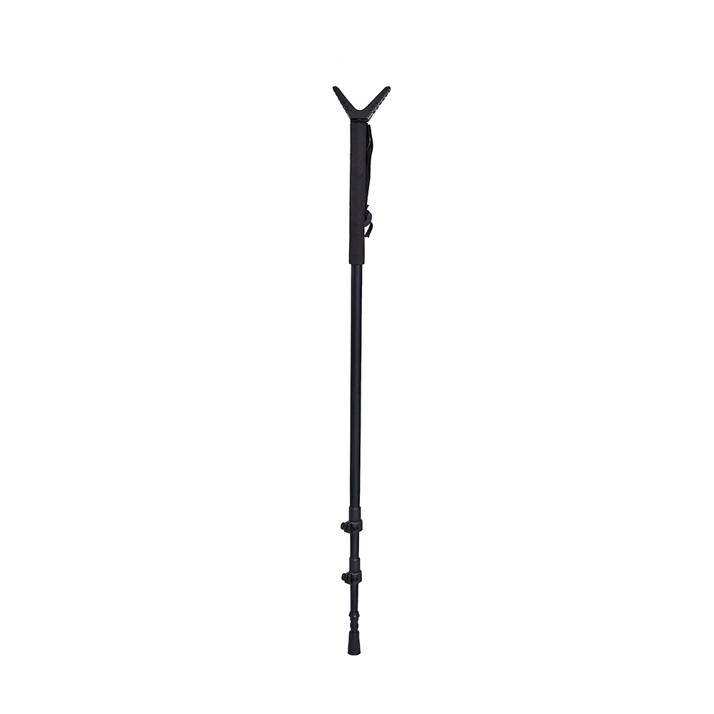 Monopod shooting hunting stick with outer flip clamp locking system