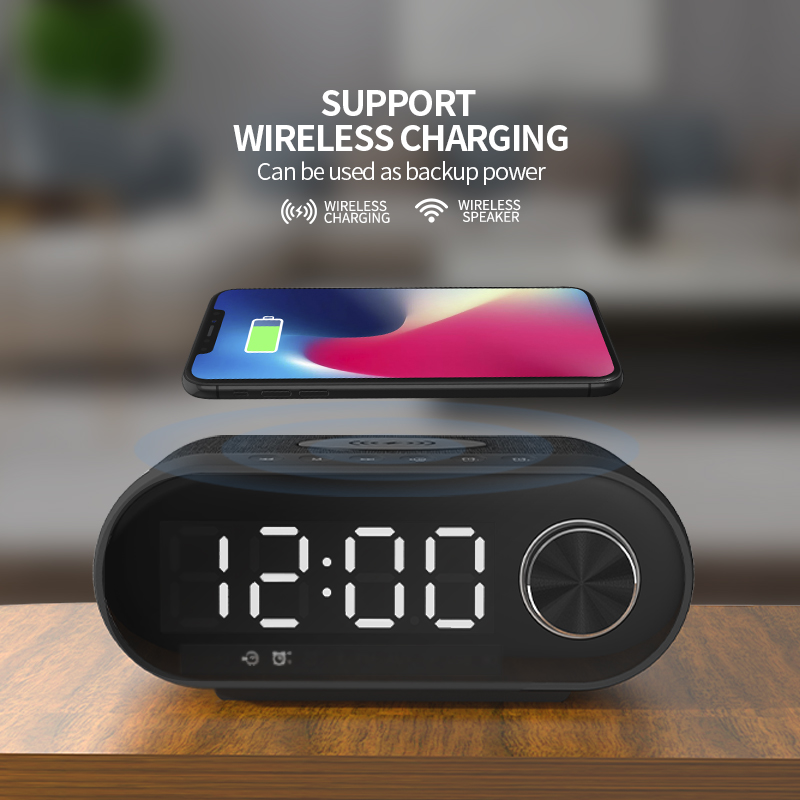WS-4 Digital LED Alarm Clock with Wireless Charger