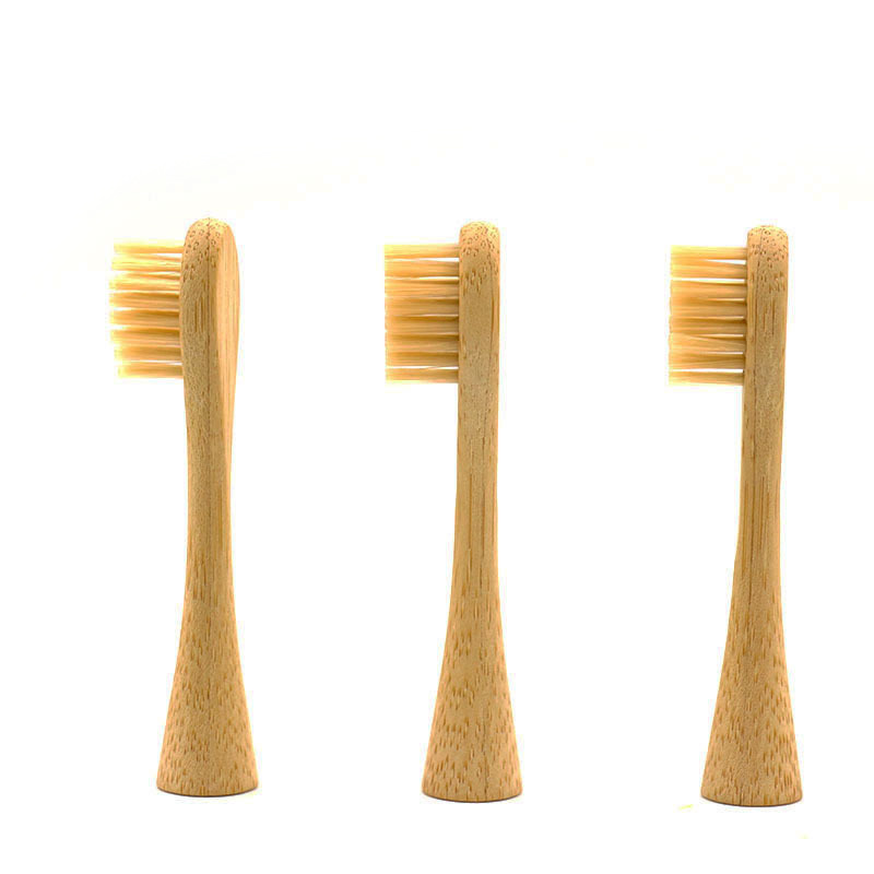 Cabeças de escova de dentes elétricas vegan ecologicamente corretas de bambu com cabo natural e cerdas macias