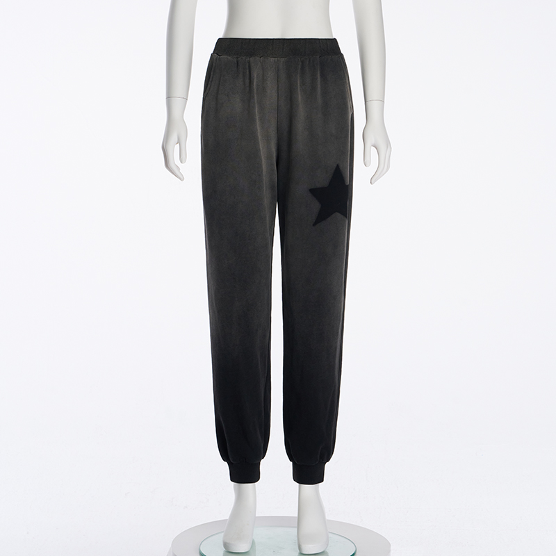 Knitted Sweatshirt, Vintage Washed Star Print, Loose Legged Casual Trousers