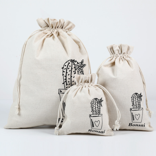Bag manufacturers custom-made eco-friendly drawstring cotton linen bag rice bag to store drawstring cotton linen bundle pocket