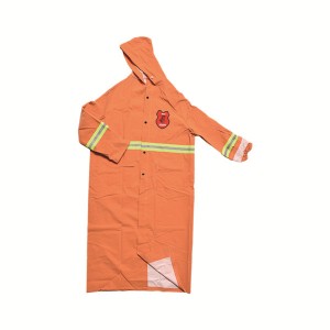 High visibility PVC/Polyester/PVC heavy-duty long style raincoat for industrial