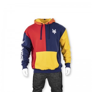 Awọn ọkunrin ká lo ri hoodie pullover pẹlu tìte ati iṣẹ-ọnà