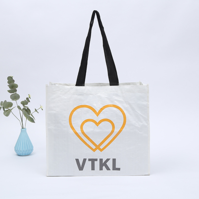 Eco-Friendly White Woven fabric  Nonwoven Carry Shopping Bag with Logo
