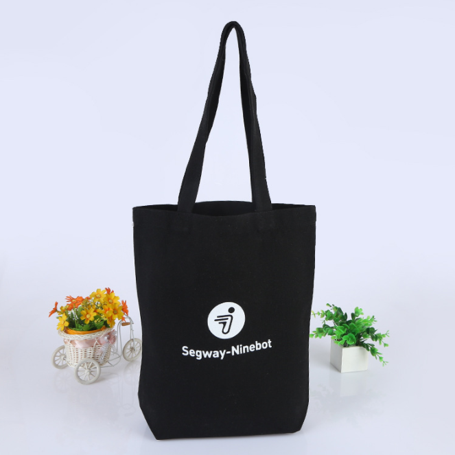 Foldable makeup shopping packaging natural black white cotton canvas tote bag with handle