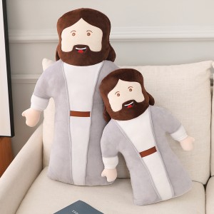 CE Custom OEM Gevulde Pluche Jesus Sagte Godsdienstige Verlosser Kussing vir Klassieke Kersfees Godsdienstige Speelgoedgeskenke