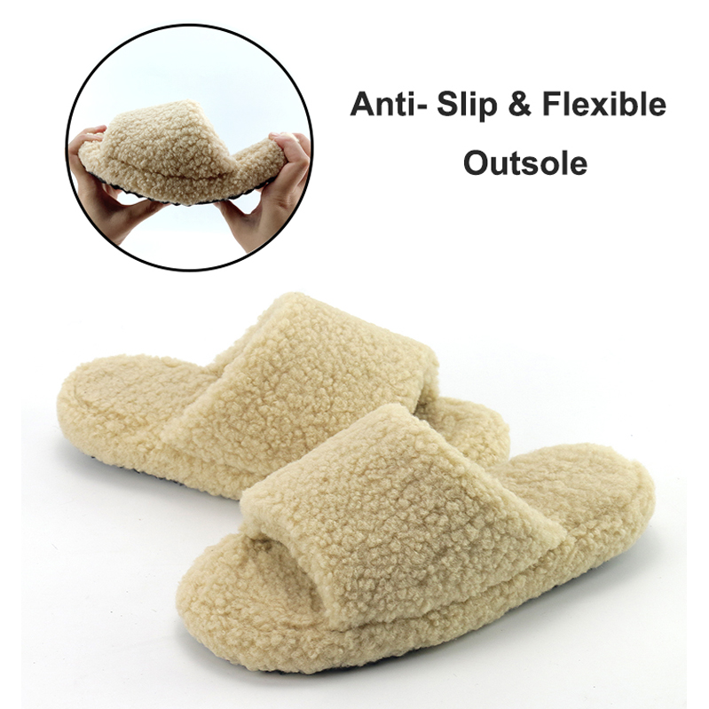 Custom Women Soft Comfortable Thick Memory Foam Indoor Cozy Lamb Fur Slippers