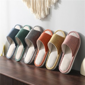 Morekisi Custom Breathable Soft Cotton Linen Open Toe Slippers