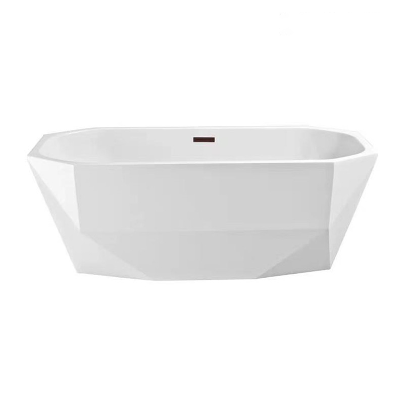 Bathroom Diamond White Freestanding Soaking Acrylic Bathtub