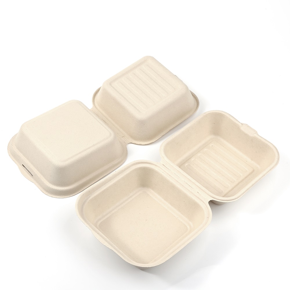 High quality Biodegradable Hamburger Container Paper Pulp Burger Box Packaging Custom Printed