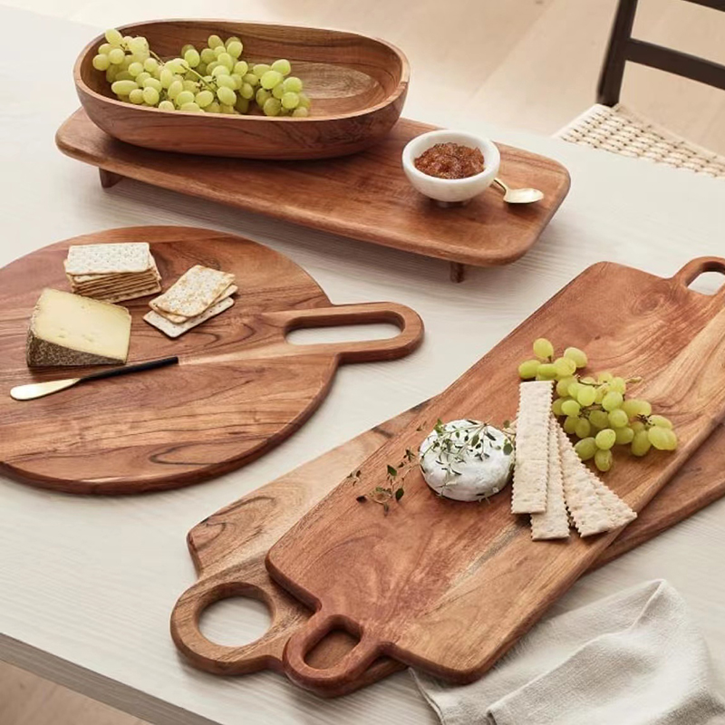 Wooden plate set for Coffee,Tea, Fruits,Bread,Food, Dessert, Breakfast