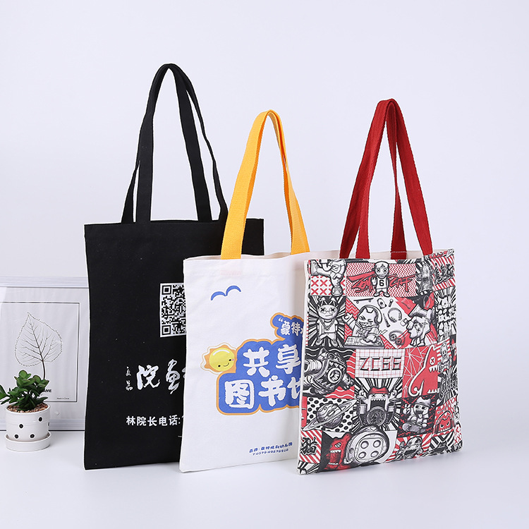 Wholesale Custom Print Personalized Blank Bulk Black Cloth Organic Cotton 8 10 oz Canvas Advertising Plain Tote Shopping Bags