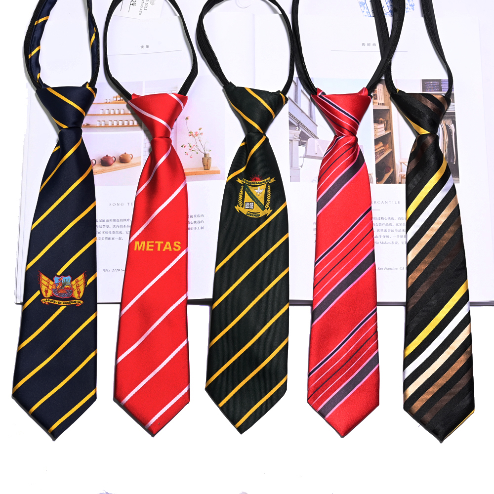 Polyester Woven Handmade Easy Adjust Child Zipper Logo Tie