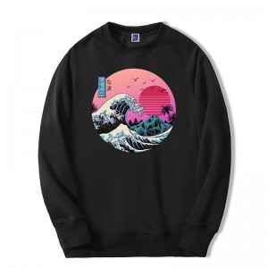 warni print ngaropéa crewneck pikeun lalaki