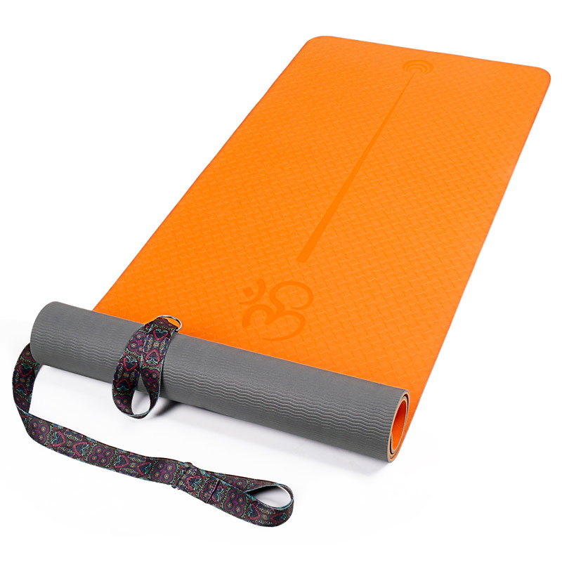 ለፎቅ ልምምዶች TPE Yoga Mat ከተሸከመ ማሰሪያ የአካል ብቃት ምንጣፍ