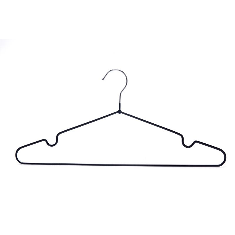 Promotional black metal hanger with PVC coating for cloth hanging