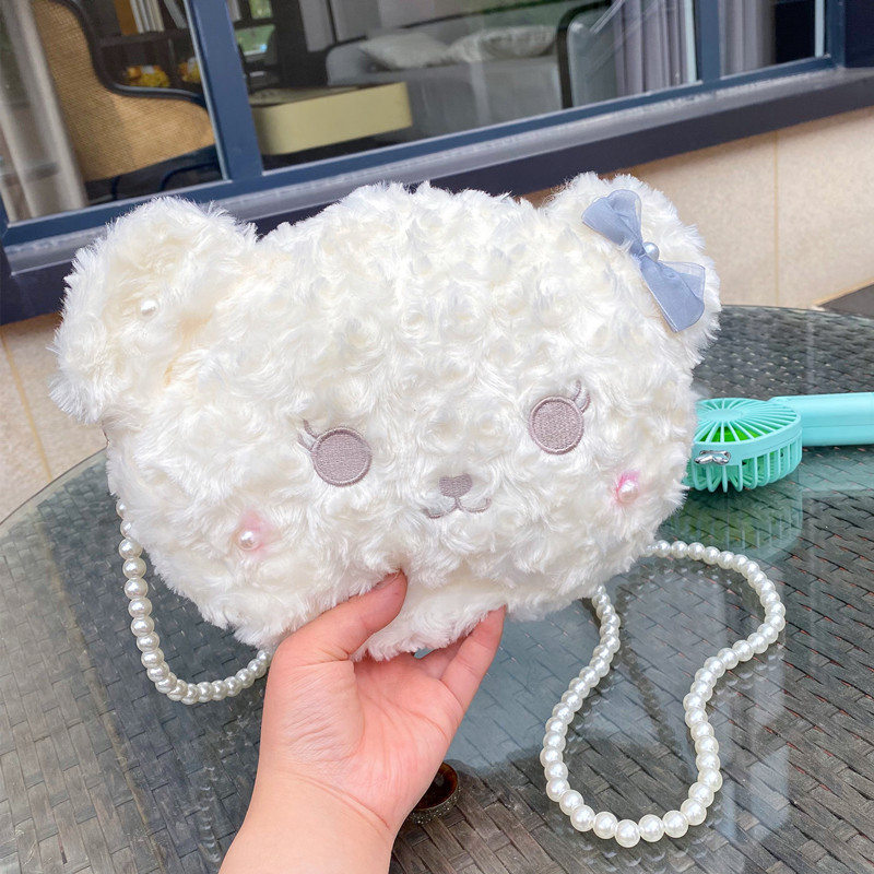 Cute Lolita pearl chain lotia bear plush bag