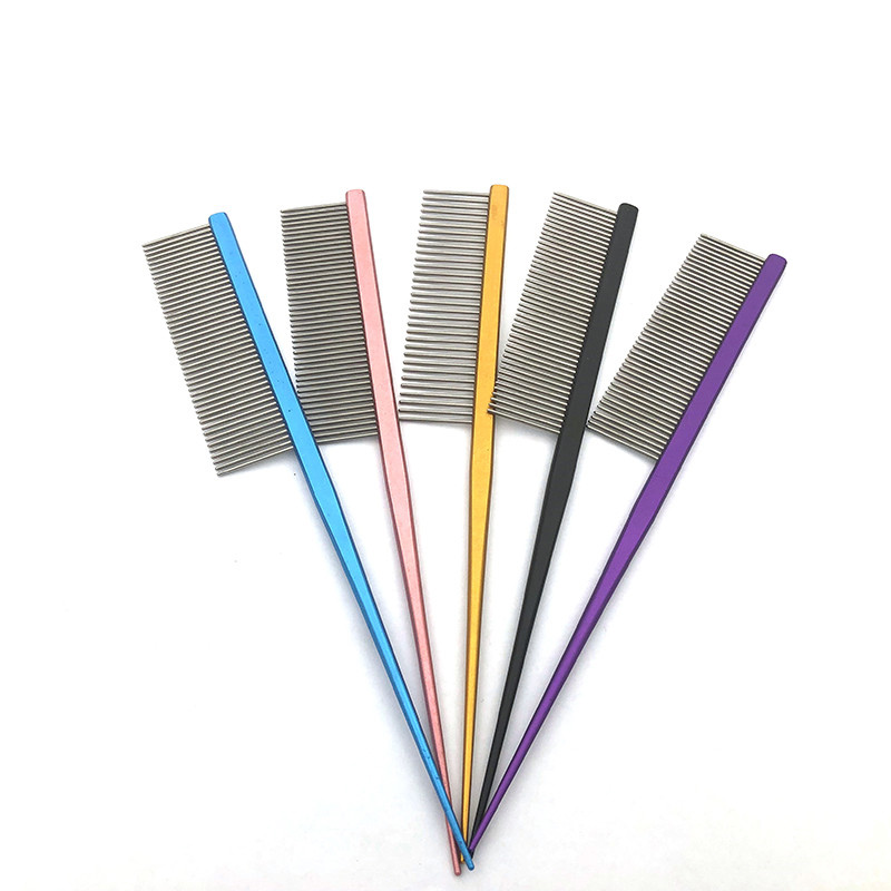 Propesyonal nga Pet Dogs Tail Comb Grooming Comb Metal