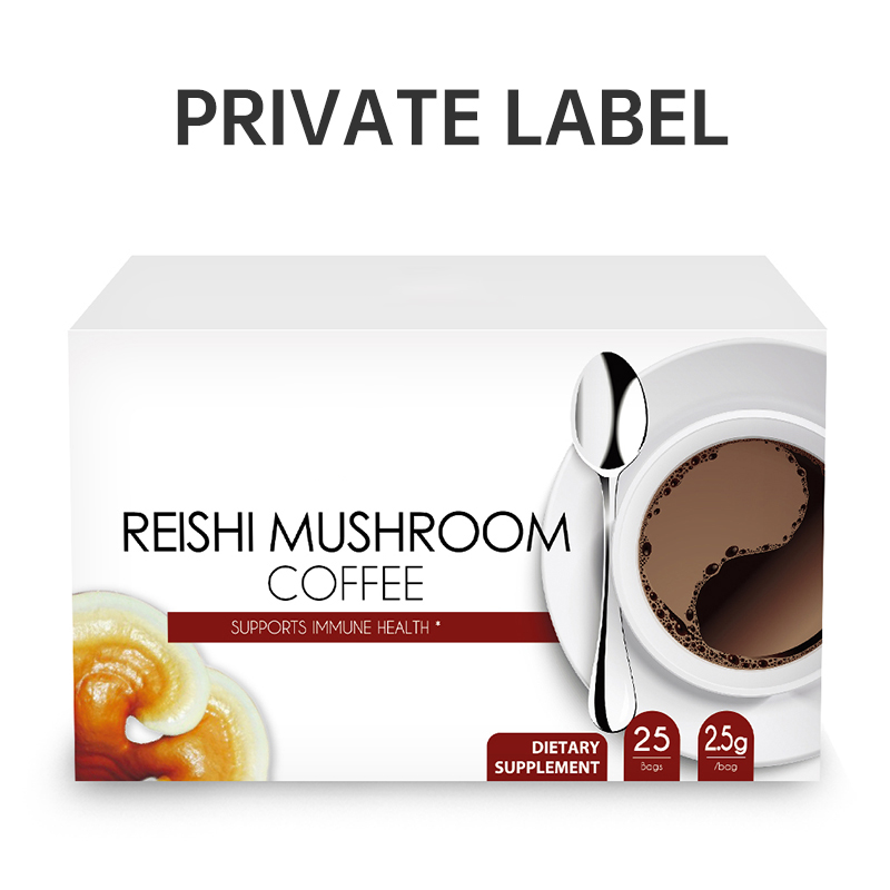 Ganoderma Cafe Igurishwa Igishyushye Cyiza Ganoderma Organo Zahabu Gourmet Ikawa Yumukara hamwe na Brand Yanjye