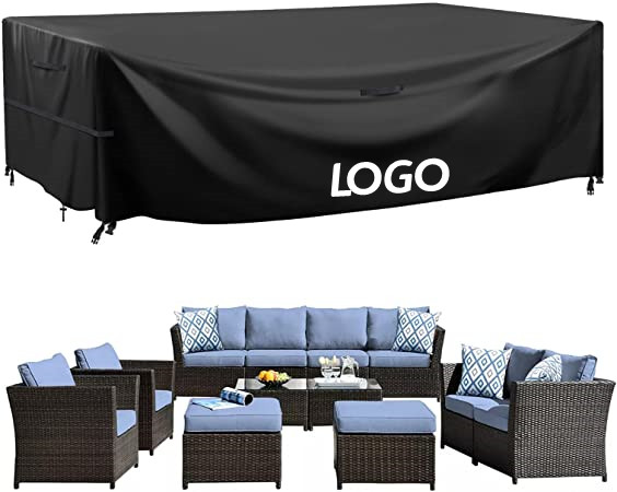 Patio កៅអីអង្គុយខាងក្រៅ សាឡុងគ្របដណ្តប់ Balck មិនជ្រាបទឹក ធន់នឹងធូលី កៅអីជ្រៅ