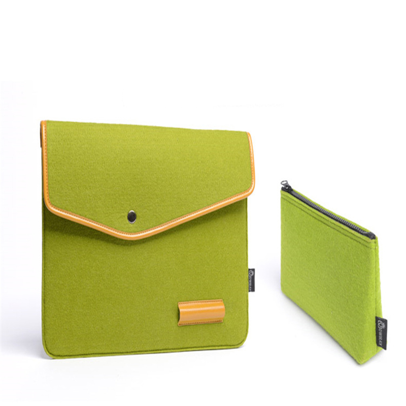 Slim Felt Laptop Sleeve Yitwaza Ibahasha Ibahasha Clutch Handbag Briefcase PU Uruhu Trim Ubucuruzi Umufuka