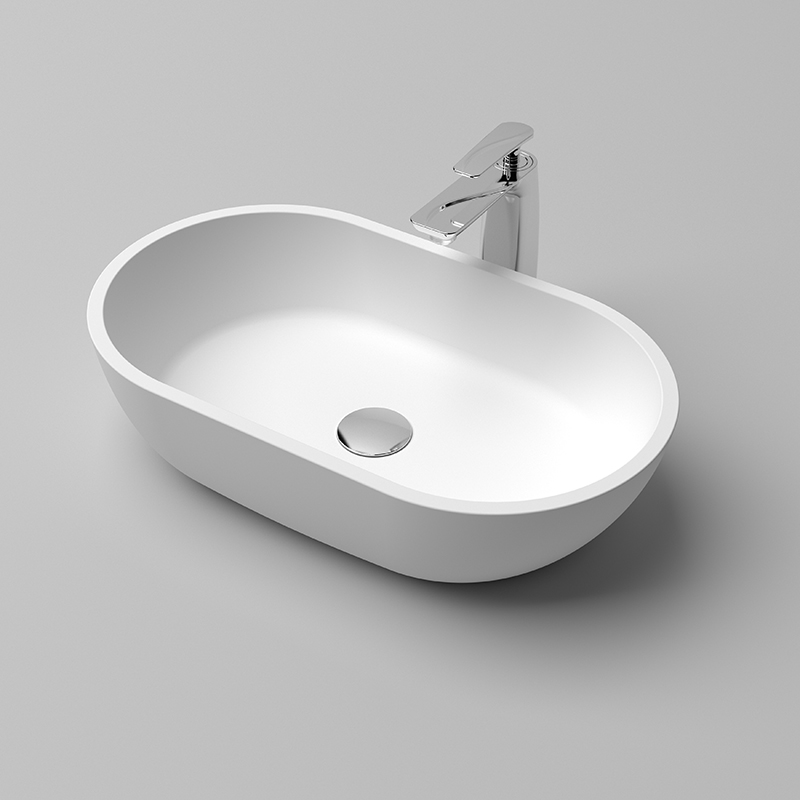 08 Integral Solid Surface Sink Oval Design Can Be Colorful And Customized Sizes