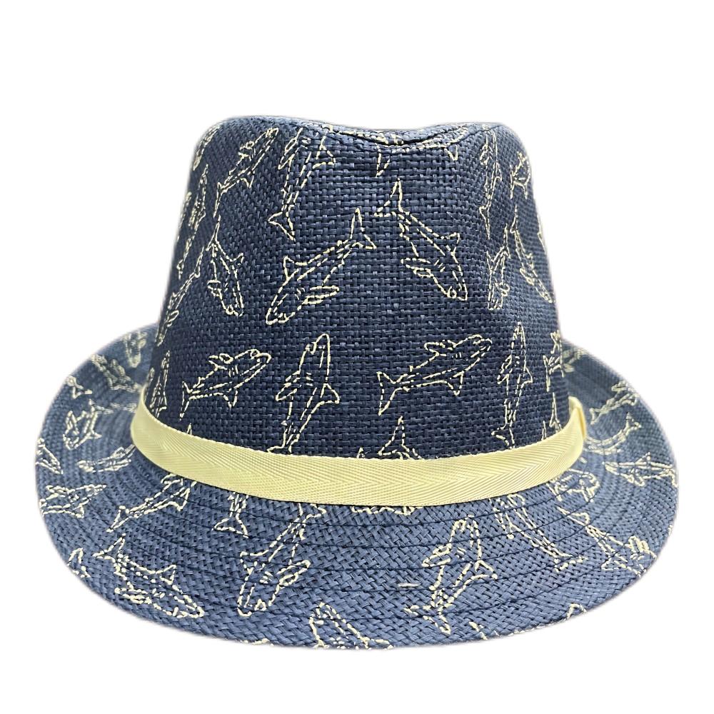 Navy blue whale full print boy’s top hat