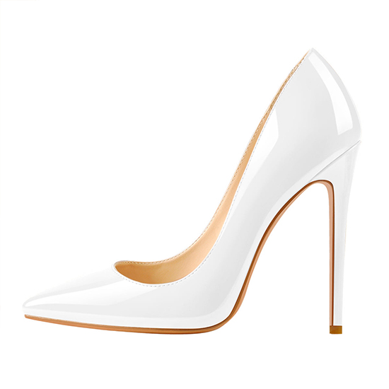 Custom nga 8cm 10cm 12cm Patent White Pointed Toe High Heel Pumps