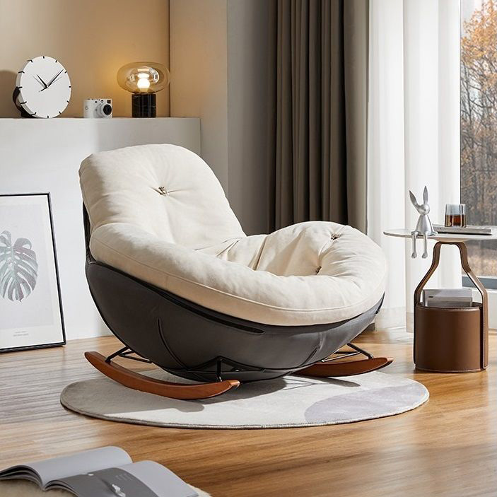 Velvet Upholstered Modern Cream Rocking Chair  Penguin rocking chair