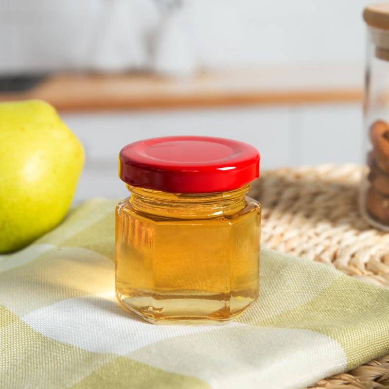 45ML Mini Hexagon Glass Honey Jar for Wedding Favors