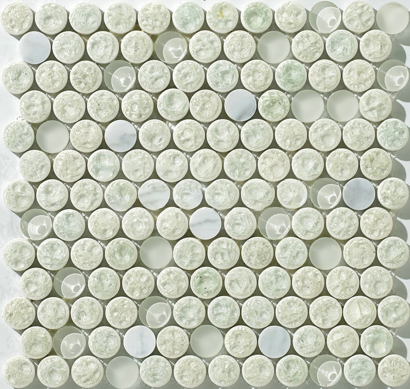 Round Mosaic Tiles Penny Round Mosaic Tile Glazed Ceramic Mosaic Ceramic Tile Mosaic Kitchen Backsplash Building Material Metal Mixed Natural Marble/Ceramic/Glass Mosaic for Bath Backsplash Pool Design Ceramic Penny Mosaic Floor Tile Penny Floor White Outdoor Wall Mosaic Tiles