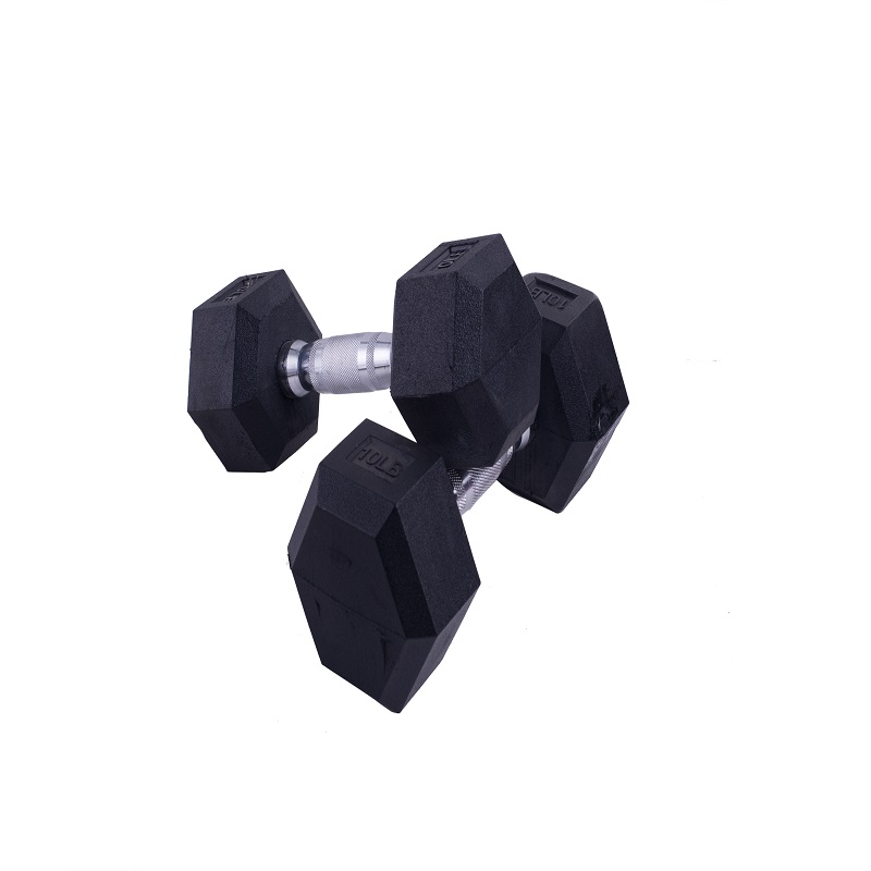 China Commercial Cheap Home Gym PVC  PU Coated black Hex Rubber Dumbbells