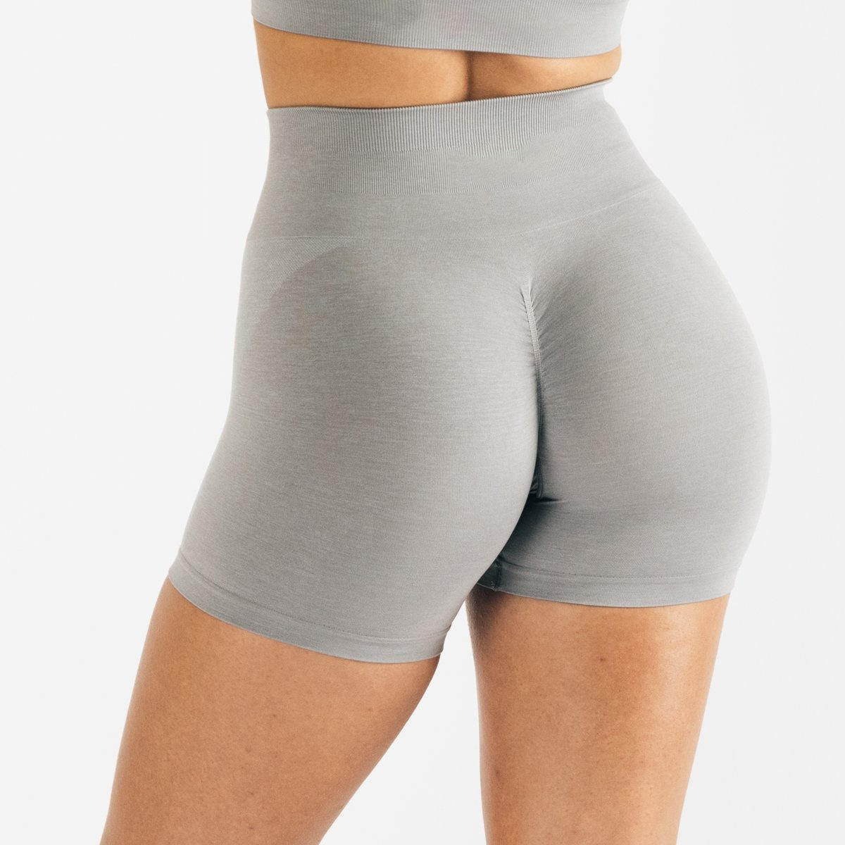 Yoga Biker Shorts High Quality Medium Grey Seamless Amplify Running Scrunch Shorts